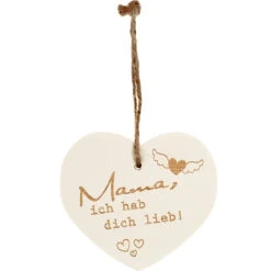 Kleines Vintage-Herz Aus Holz "Mama Ich Hab Dich Lieb" 24012