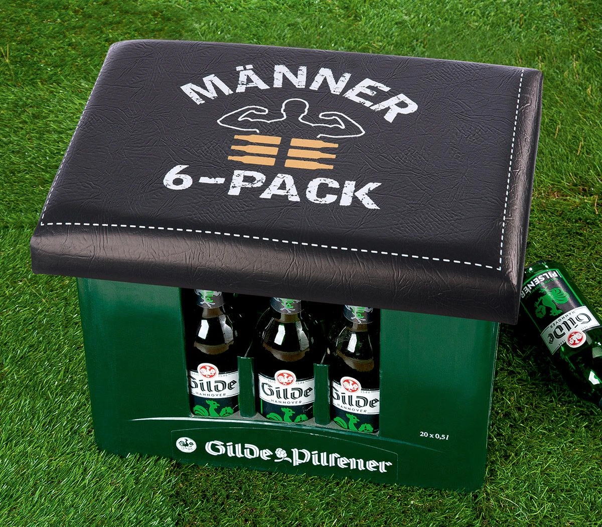 Gilde 42944 Bierkasten Sitzkissen "Männer 6er Pack" 44x34cm Sitzpolster Schwarz 2 Gilde 42944 Bierkasten Sitzkissen "Männer 6er Pack" 44x34cm Sitzpolster Schwarz – Bild 2