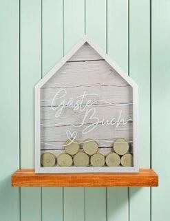 Gilde 44069 Gästebuch Haus Naturfarben Mit 55 Holzscheiben Zum Beschriften -Wohndekoration Geschäft 44069 7 8