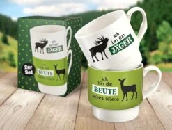Gilde 44149 Stapeltasse 2teilig "Jagd" Jäger & Beute Porzellan Geschenkset