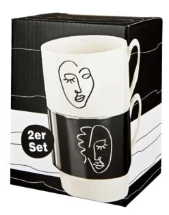 Gilde 44151 Stapeltasse 2teilig "Visione" Schwarz / Weiß Porzellan Geschenkset -Wohndekoration Geschäft 44151 2 9