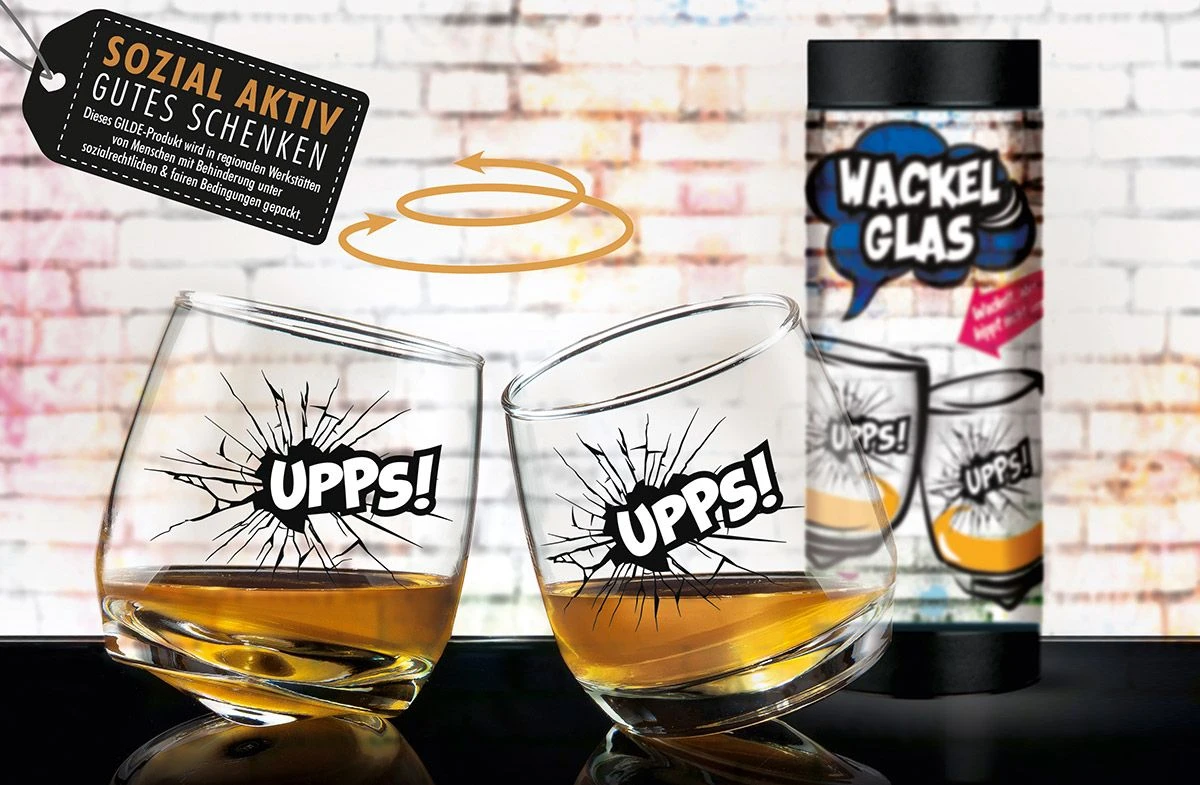Gilde 46887 Wackelglas 2er-Set "Upps!" Designgläser 27cl 8,8cm 1 Gilde 46887 Wackelglas 2er-Set "Upps!" Designgläser 27cl 8,8cm