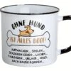 Gilde 46927 Keramik Tasse "Ohne Hund Ist Alles Doof..." Emaille-Design Ca. 390ml