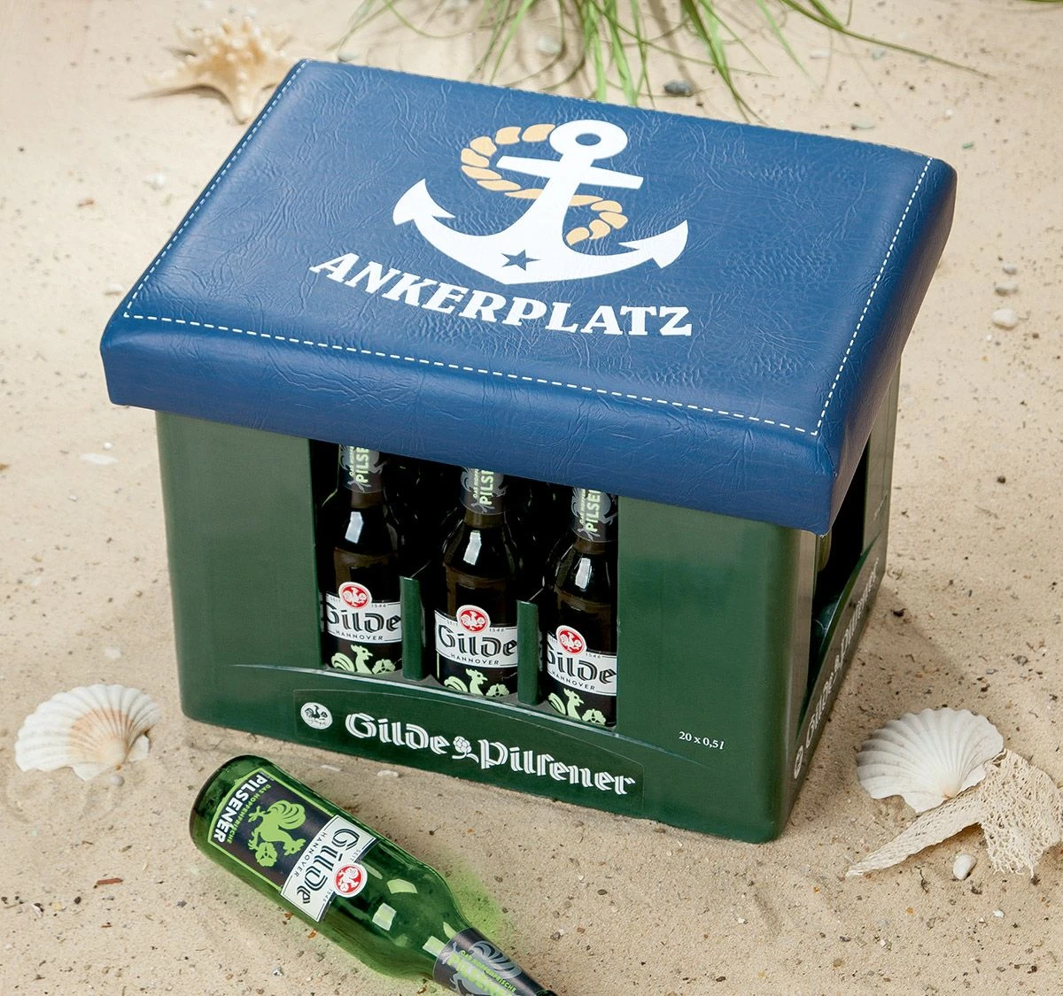 Gilde 49828 Bierkasten Sitzkissen "Ankerplatz" 44x34cm Sitzpolster Blau 2 Gilde 49828 Bierkasten Sitzkissen "Ankerplatz" 44x34cm Sitzpolster Blau – Bild 2