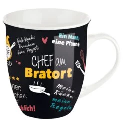 Gilde 50561 Jumbo-Tasse "Chef Am Bratort" Ca 400ml Porzellan Schwarz