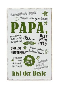Gilde 68677 Metall Schild Weisheit "Papa" Ca. 19x30 Cm