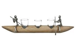 Gilde Alu-Schiffchen Mit Kerzenhalter "Rowing" Aus Mangoholz -Wohndekoration Geschäft 81213 3 16