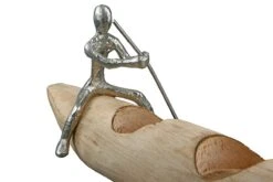 Gilde Alu-Schiffchen Mit Kerzenhalter "Rowing" Aus Mangoholz -Wohndekoration Geschäft 81213 5 16