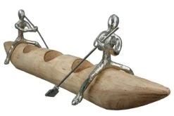 Gilde Alu-Schiffchen Mit Kerzenhalter "Rowing" Aus Mangoholz -Wohndekoration Geschäft 81213 6 16