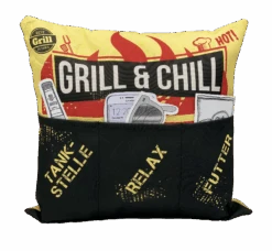 Hergo Sofahelden Outdoor-Kissen Mit Taschen 43x43cm - Grill & Chill 8755