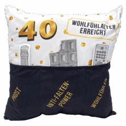Hergo Sofahelden Kissen Mit Taschen 43x43cm - 40. Geburtstag 8775