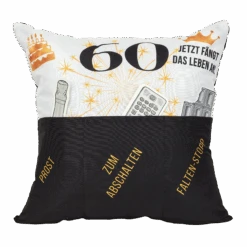Hergo Sofahelden Kissen Mit Taschen 43x43cm - 60. Geburtstag 8777