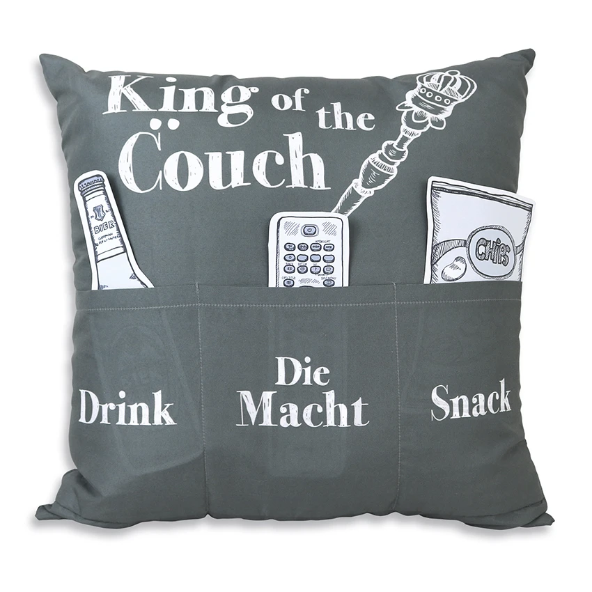 Hergo Sofahelden Kissen Mit Taschen 43x43cm - King Of The Couch 8802 1 Hergo Sofahelden Kissen Mit Taschen 43x43cm - King Of The Couch 8802