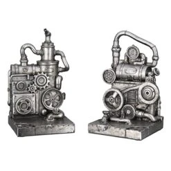 Gilde 89299 Steampunk Buchstütze Maschine 2er-Set Je 19cm Dekoration -Wohndekoration Geschäft 89299 4 1