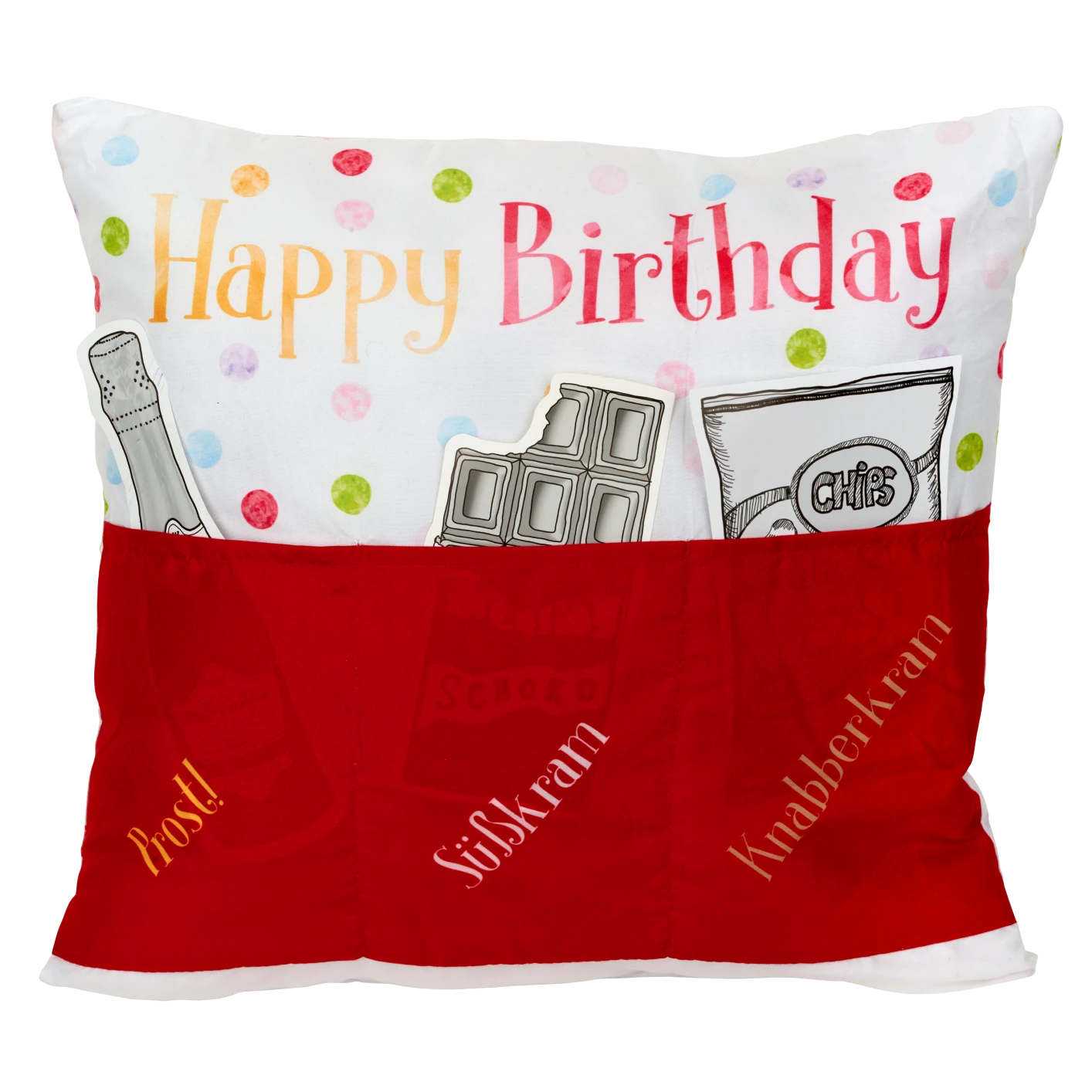 Hergo Sofahelden Kissen Mit Taschen 43x43cm - Happy Birthday Rot 8976 1 Hergo Sofahelden Kissen Mit Taschen 43x43cm - Happy Birthday Rot 8976