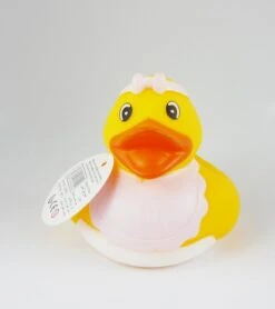 Gummiente Badeente Mit Quietsche - Baby Mädchen Mit Rosa Schleife