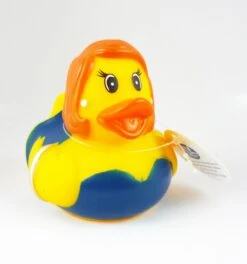 Gummiente Badeente Mit Quietsche - Dame Im Blauen Kleid