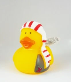 Gummiente Badeente Mit Quietsche - Pirat Mit Rot-weißem Tuch
